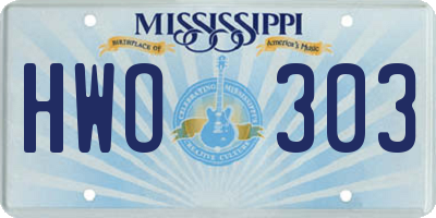 MS license plate HWO303