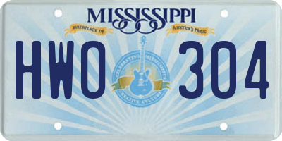 MS license plate HWO304