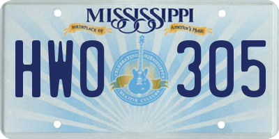 MS license plate HWO305