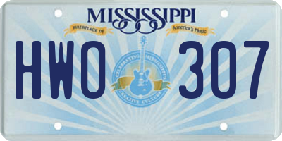 MS license plate HWO307