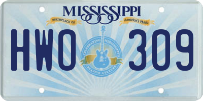 MS license plate HWO309