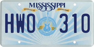 MS license plate HWO310
