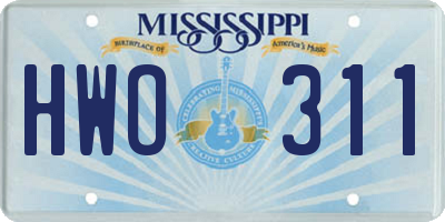 MS license plate HWO311