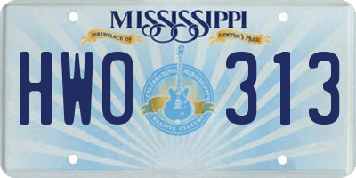 MS license plate HWO313