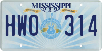 MS license plate HWO314