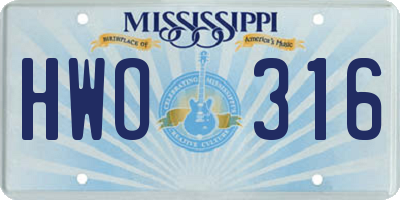 MS license plate HWO316