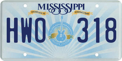 MS license plate HWO318
