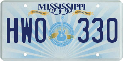 MS license plate HWO330