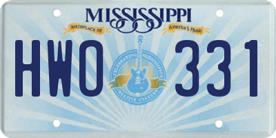 MS license plate HWO331