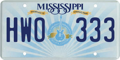 MS license plate HWO333