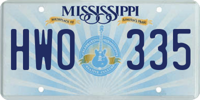 MS license plate HWO335