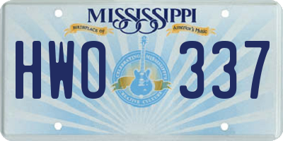 MS license plate HWO337