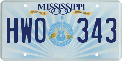 MS license plate HWO343