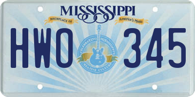 MS license plate HWO345