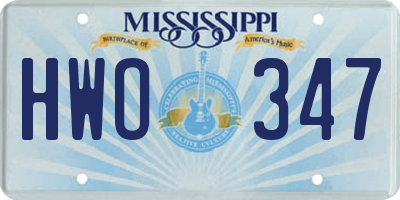 MS license plate HWO347