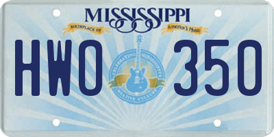 MS license plate HWO350