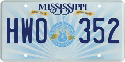 MS license plate HWO352