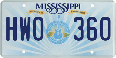 MS license plate HWO360