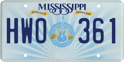 MS license plate HWO361