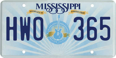 MS license plate HWO365