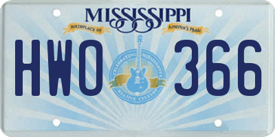 MS license plate HWO366