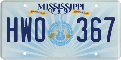 MS license plate HWO367