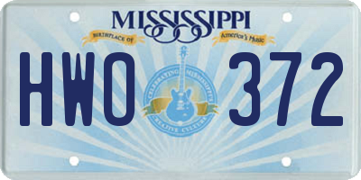 MS license plate HWO372