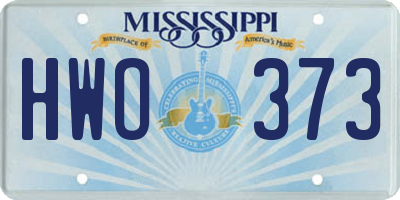 MS license plate HWO373