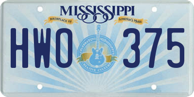 MS license plate HWO375