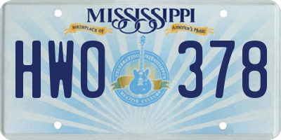 MS license plate HWO378
