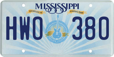 MS license plate HWO380