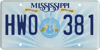 MS license plate HWO381