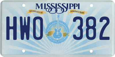 MS license plate HWO382