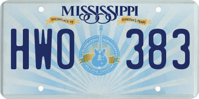 MS license plate HWO383