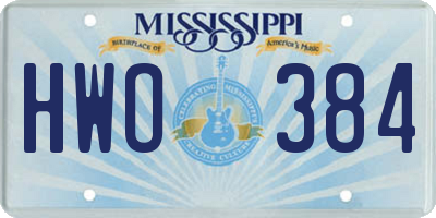 MS license plate HWO384