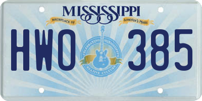 MS license plate HWO385