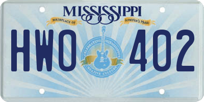 MS license plate HWO402
