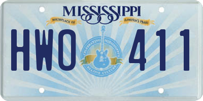 MS license plate HWO411