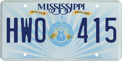 MS license plate HWO415