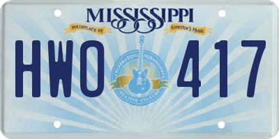 MS license plate HWO417