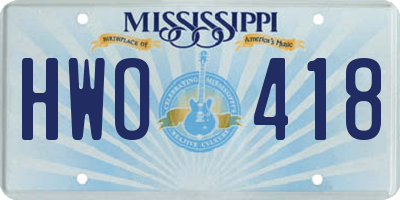MS license plate HWO418