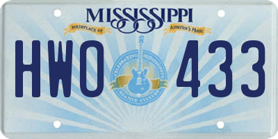 MS license plate HWO433