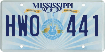MS license plate HWO441