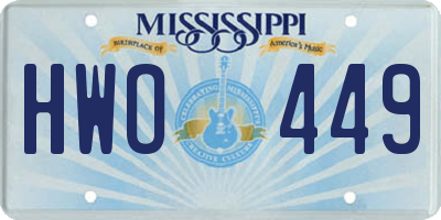 MS license plate HWO449
