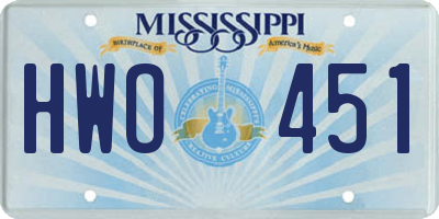MS license plate HWO451
