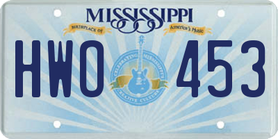 MS license plate HWO453