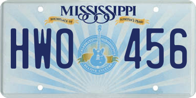 MS license plate HWO456