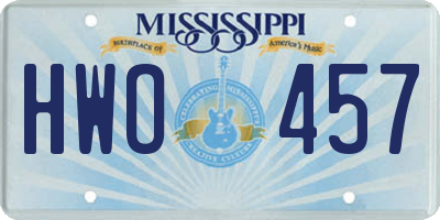 MS license plate HWO457