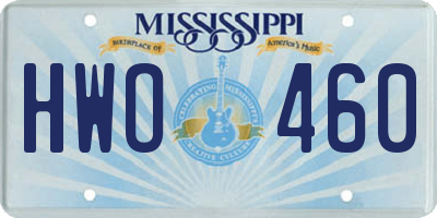 MS license plate HWO460