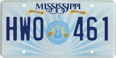 MS license plate HWO461